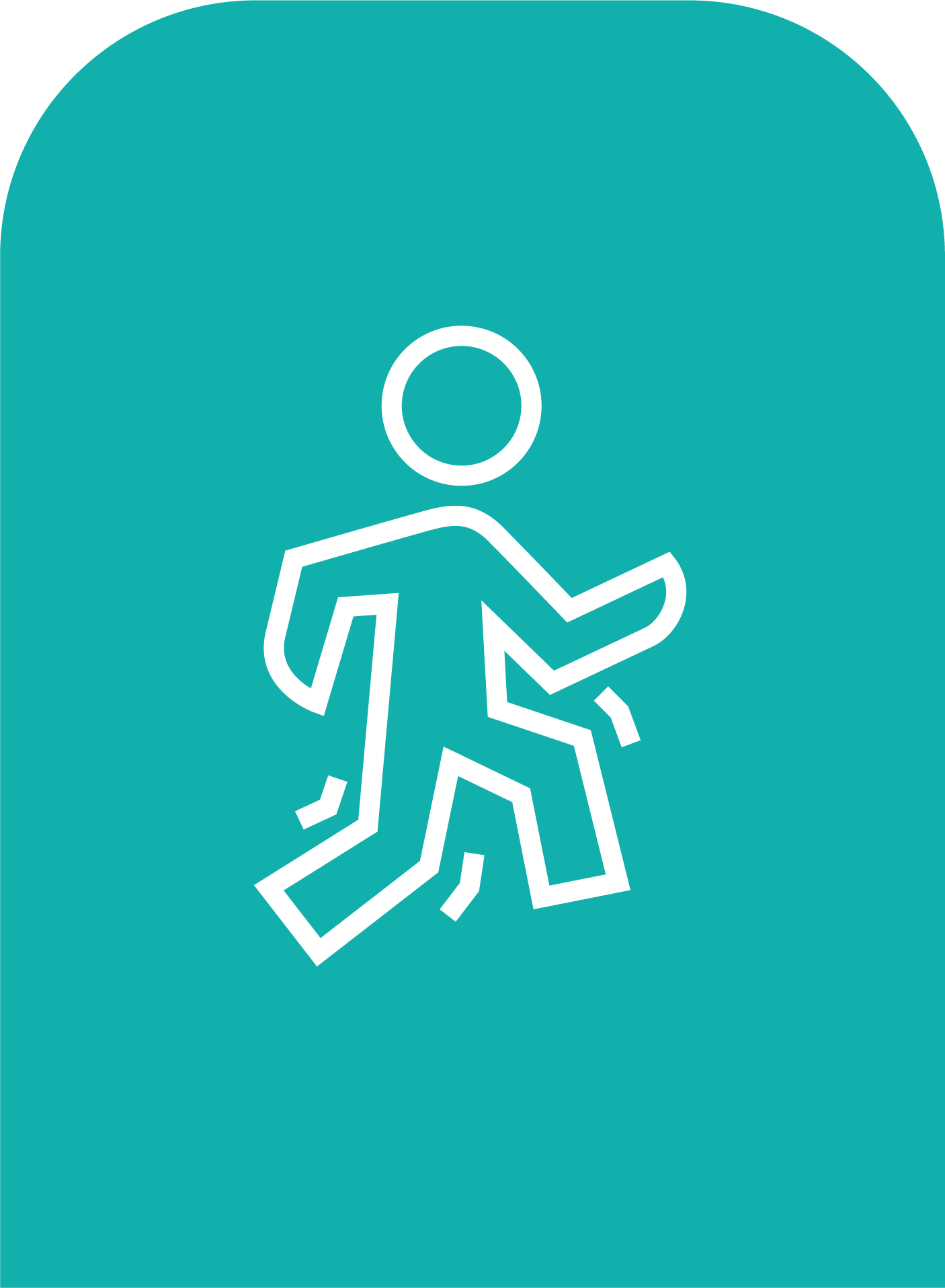 Icon of a person walking, with lines radiating from the legs, indicating difficulty  
